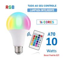 Lâmpada Inteligente Led RGB Bulbo com Controle Remoto 10 Watts 16 Cores Zem-Rc268