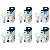 Lâmpada inteligente WiZ 60W A19, LED branco ajustável, pacote com 6 LED E26 para ambientes internos Lâmpada inteligente WiZ 60W A19, LED branco ajustável, pacote com 6 LED E26 para ambientes internos
