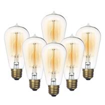 Lâmpada Jslinter Edison 60W ST58 Warm White 2200L, pacote com 6 Lâmpada Jslinter Edison 60W ST58 Warm White 2200L, pacote com 6