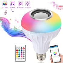 Lâmpada LED 12w E27 RGB Colorida com Caixa de Som Bluetooth e Controle Remoto