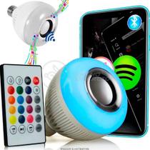 Lâmpada LED 12w E27 RGB Colorida com Caixa de Som Bluetooth e Controle Remoto