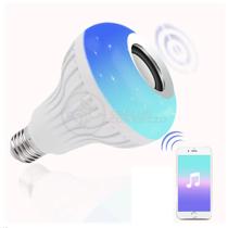 Lâmpada LED 12w E27 RGB Colorida com Caixa de Som Bluetooth e Controle Remoto