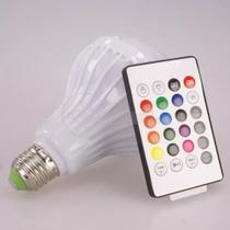 Lâmpada LED 12w E27 RGB Colorida com Caixa de Som Bluetooth e Controle Remoto