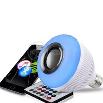 Lâmpada LED 12w E27 RGB Colorida com Caixa de Som Bluetooth e Controle Remoto