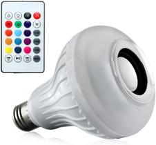 Lampada Led 12w Rgb Caixa Som Bluetooth 2 Em 1 Mp3 Music