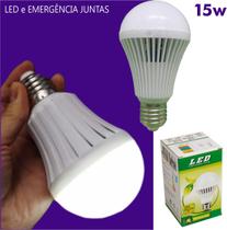 Lâmpada Led 15W Com Luz Emergência Embutida Bulbo E27 Bivolt