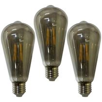 Lampada Led 30w Multi Filamento Fume Kit 3 Uni Iluminaçao Decoraçao Luz Casa Quarto Sala Varanda Ambiente Branco Quente
