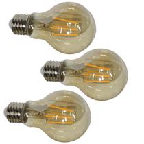 Lampada Led 30W Multifilamento Kit 3 Uni Retro Decoraçao Vintage Iluminaçao Casa Garagem Quarto Cozinha Varanda Branco Quente Ambar