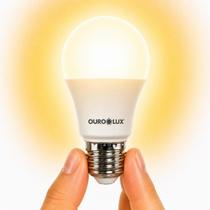 Lâmpada LED 9 Watts E27 Bulbo 3000k Branco Quente 810lm Abajur Luminária Lustre Bivolt Ourolux Lâmpada LED 9 Watts E27 Bulbo 3000k Branco Quente 810lm Abajur Luminária Lustre Bivolt Ourolux