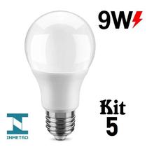 Lampada Led 9w Bulbo Kit 5 unidades E27 Bivolt 6500K Branco Frio