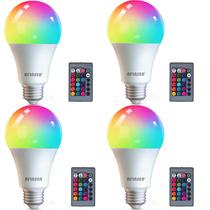 Lâmpada LED AFINSEA RGB que muda de cor 9W E27 6500K (pacote com 4)
