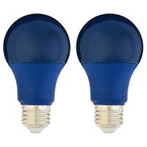 Lâmpada LED Amazon Basics A19, cor azul, 9 W, pacote com 2