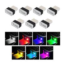 Lâmpada LED Augeny para Interior de Carro - 7 Peças, USB, Multicolorida