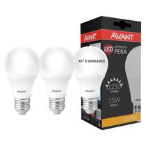 Lâmpada Led Avant Pera 15w E27 6500k Branca Fria - Kit com 3