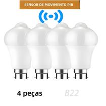 Lâmpada LED B22 Com Sensor De Movimento Radar 220V 4 PCS Lâmpada Noturna Auto Liga/Desliga 20W 18W