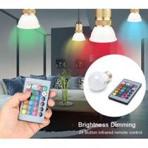 Lâmpada LED Bulbo RGB 5W Colorida Bivolt com Controle Remoto Postagem em 24h