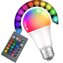 Lampada Led Colorida RGB 16 Cores 9W Controle Remoto Ajustavel Decoraçao Sala Quarto Salao Festa Iluminaçao Personalizada
