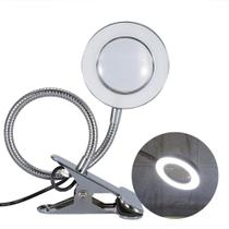 Lâmpada LED com lupa e braçadeira para salão de beleza
