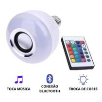 Lampada Led Com Som Bluetooth E Controle De Luz Colorida 12w - Music Bulb