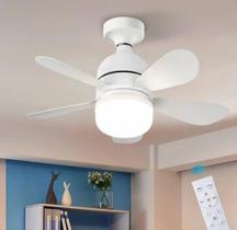 Lampada Led Com Ventilador De Teto 5 Pás Controle Remoto Potente