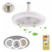 Lâmpada Led Com Ventilador Teto Soquete Controle Remoto 30w