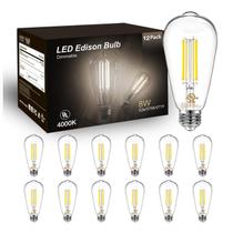 Lâmpada LED DAYBETTER Vintage Edison E26 7W 4000K 800lm, pacote com 12