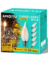 Lâmpada LED de candelabro AMDTU E12 6W 2700K branca macia regulável