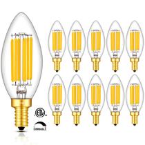 Lâmpada LED de candelabro CrLight 6W 3000K regulável em branco macio, pacote com 10 Lâmpada LED de candelabro CrLight 6W 3000K regulável em branco macio, pacote com 10