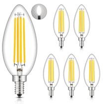 Lâmpada LED de candelabro CrLight 8W 4000K Daylight White E12, pacote com 6 Lâmpada LED de candelabro CrLight 8W 4000K Daylight White E12, pacote com 6