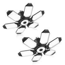 Lâmpada LED de garagem BRAINIAC 100W 10000LM com 6 painéis, pacote com 2