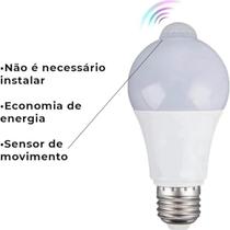 Lâmpada Led De Presença E27 Bulbo Luz Fria Bivolt C/ Sensor De Movimento Luz Automática