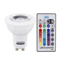 Lampada led dicroica rgb com controle 3w gu10