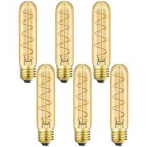 Lâmpada LED Edison Leools Vintage T10 4W 2200K E26, pacote com 6