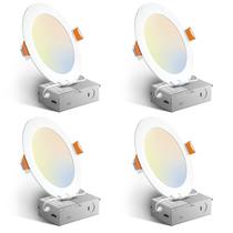 Lâmpada LED embutida Amico 6" 5CCT regulável 12W 110V, pacote com 4