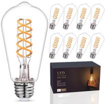 Lâmpada LED EMYMLITE regulável Vintage Edison 6W 2700K E26, pacote com 8