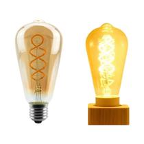 Lâmpada LED Espiral Retro Amarela Quente E14 E27 4W Vintage Edison 220V C35 A60 T45 ST64