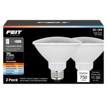 Lâmpada LED Feit Electric PAR30 de 8,3 W 750 lúmens, regulável, pacote com 2