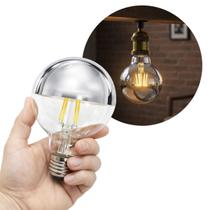 Lâmpada LED Filamento Balloon G125 4W Cromada Espelhada Luz Âmbar Retrô Vintage Defletora ST1466