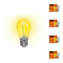 Lâmpada LED Filamento Foxlux Amarelo 1W E27 127V IP44 Kit com 20