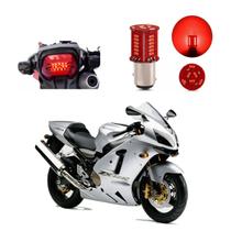 Lâmpada Led Freio 2 Polos Sequencial Strobo Moto Ninja ZX 12R 1200 2001 2002 2003 2004 2005