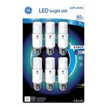 Lâmpada LED GE Bright Stik 9W 2700K, não regulável, pacote com 6