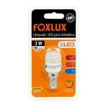 Lâmpada LED Geladeira 3W 220V E-14 Foxlux Luz Amarela - Resistente a Temperaturas - Modelo LED