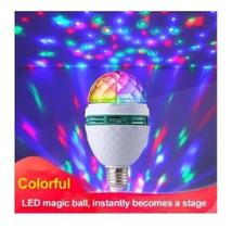 Lâmpada Led Giratória Rgb Colorida Festa Bola Maluca + Plugue