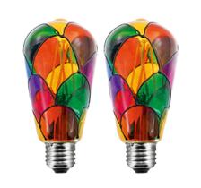 Lâmpada LED Greeogin Stained Glass 6W 600lm E26, pacote com 2