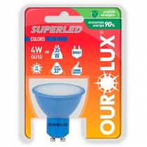 Lampada LED GU10 4 WATTS BIVOLT Azul OUROLUX