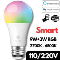 Lâmpada Led Inteligente E27 Kit1 Lampadas Smart Luz 2x Colorida Wifi 9W Casa RGB Branco Iluminação Bulbo Residencial Bivolt 110V220V - Ekasa