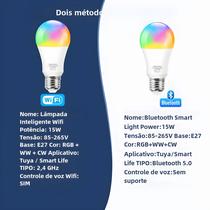 Lâmpada Led Inteligente Rgb E27 Tuya Wifi Bluetooth Alexa Google Assistant Smart Life 110v 220v