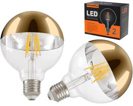 Lâmpada LED KarlunKoy Large Half Gold Light de 8 W (equivalente a 80 W), pacote 2 Lâmpada LED KarlunKoy Large Half Gold Light de 8 W (equivalente a 80 W), pacote 2