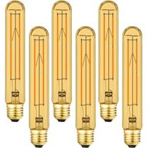 Lâmpada LED Leools Amber T10 8W E26 2700K regulável, pacote com 6