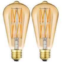 Lâmpada LED Leools Dimmable Vintage Edison 12W 2500K E26, pacote com 2